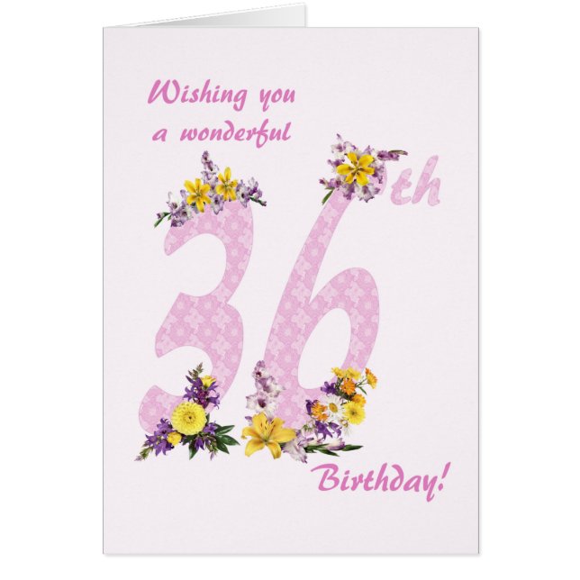 36e anniversaire Fleur numéros décorés (Devant)