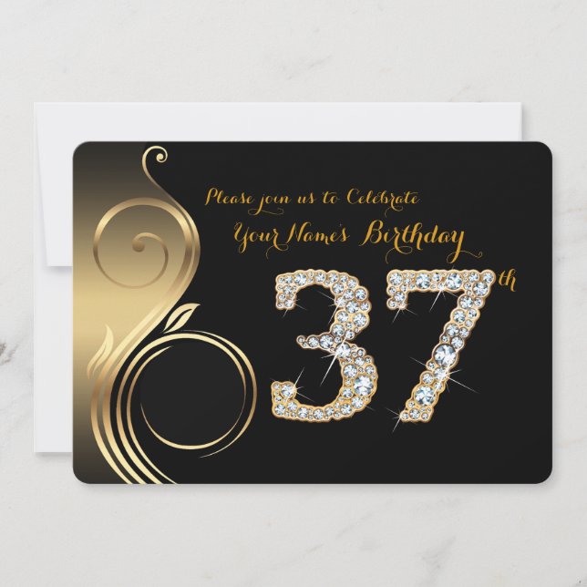 37.,Einladung zum Geburtstag,Nummer Diamond,Foto Einladung (Vorderseite)