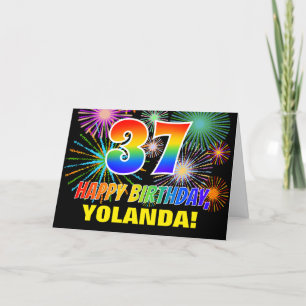 37. Geburtstag: Bold, Fun, Fireworks, Rainbow 37 Karte