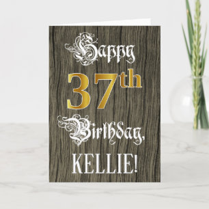 37. Geburtstag: Imitate Gold Look + Imitate Holzmu Karte