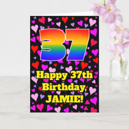 37. Geburtstag: Loving Hearts Pattern, Regenbogen  Karte