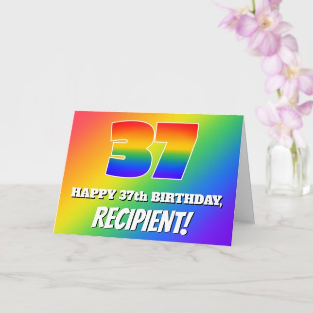 37. Geburtstag: mehrfarbiges Regenbogenmuster # 37 Karte (Orchidee)