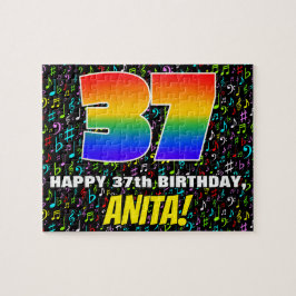 37. Geburtstag — Spaß, bunte Musiksymbole & "37"