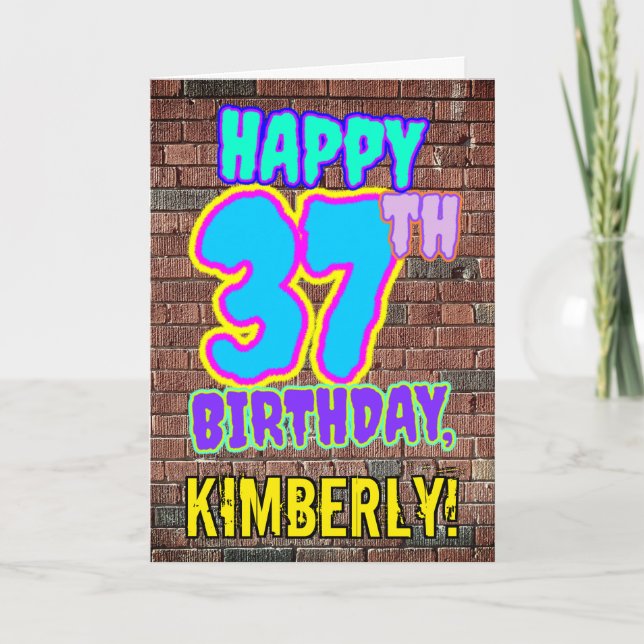 37. Geburtstag - Spaß, Urban Graffiti Inspiriert L Karte (Vorderseite)