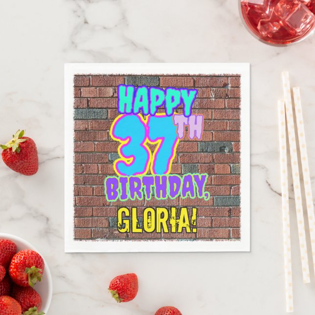 37. Geburtstag ~ Spaß, Urban Graffiti Inspiriert L Serviette (Beispiel)