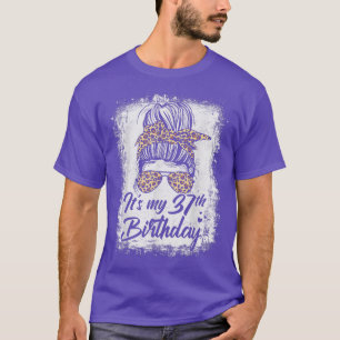 37 Jahre alt Messy Bun Leopard sein 37. Geburtstag T-Shirt