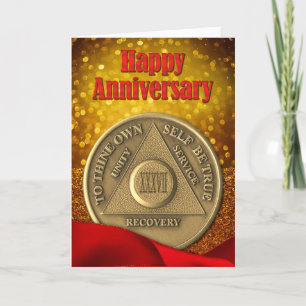 37 Jahre OM Coin Glitzer Happy Jubiläum Karte