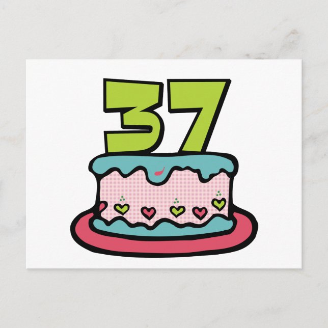 37-jähriger Geburtstagskuchen Postkarte (Vorderseite)