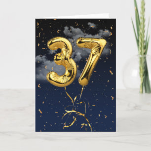 37e anniversaire Gold Foil Balloon et carte Confet