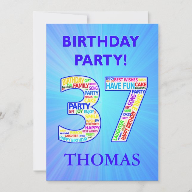 37th Birthday Party Invitation Ajouter un nom (Devant)