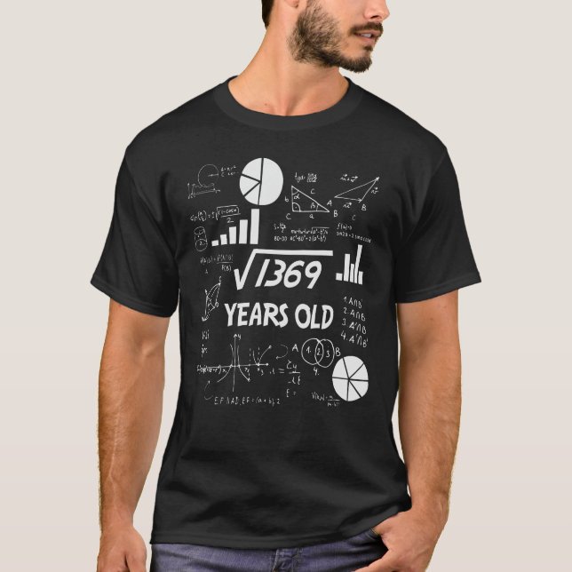37th Birthday Square Root Math 37 Years Old Bday T-Shirt (Vorderseite)