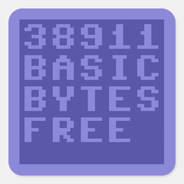 38911 BASIC BYTES FREE (Commodore 64) Quadratischer Aufkleber (Vorderseite)