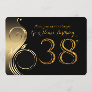 38., Einladung zum Geburtstag,Nummer Glitzer Gold,