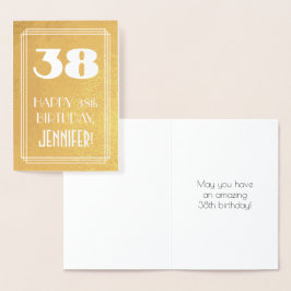 38. Geburtstag ~ Art-Déco-Stil "38" & Individuelle Folienkarte