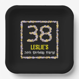 38. Geburtstag: Blumennummer, Individuelle Name, B Pappteller