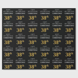 38. Geburtstag: Elegant, schwarz, Imitate Gold Loo Geschenkpapier