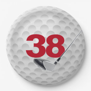 38. Geburtstag Golf Ball Design Paper Plate Pappteller