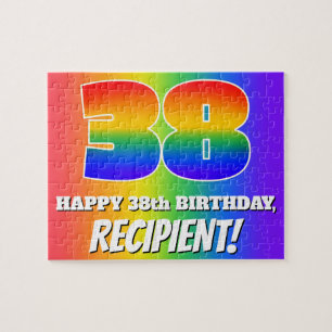 38. Geburtstag — mehrfarbiges Regenbogenmuster "38