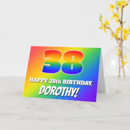 38. Geburtstag: mehrfarbiges Regenbogenmuster # 38 Karte