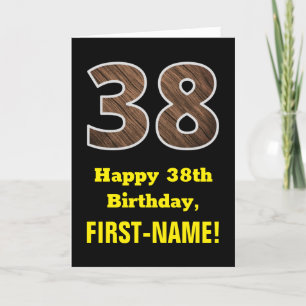 38. Geburtstag: Name, Imitate Holzkörnchen Muster  Karte