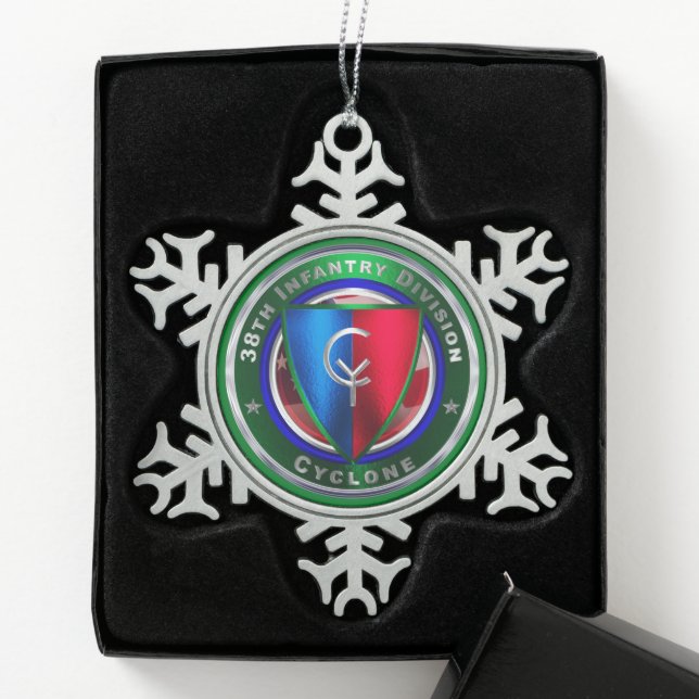 38. Infanterieabteilung Schneeflocken Zinn-Ornament (Box)
