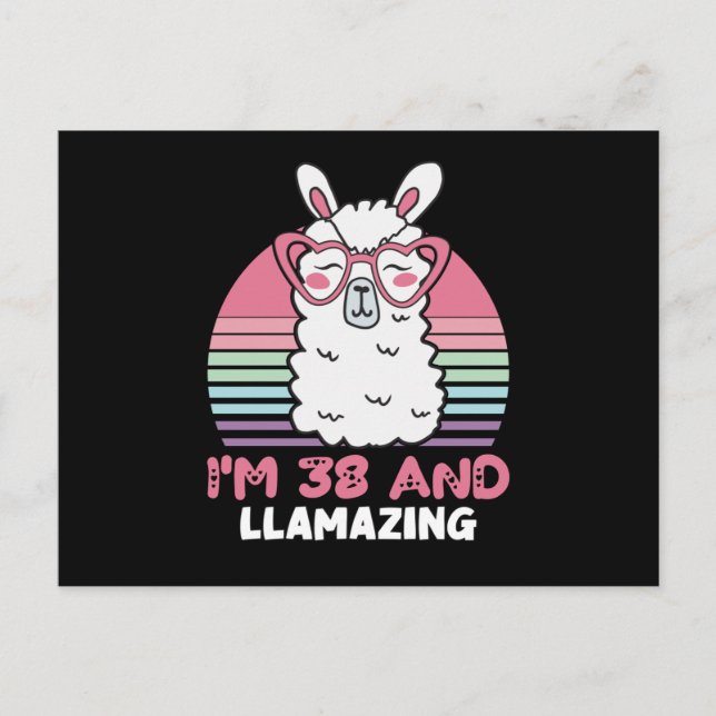 38 Year Old Bday Llamazing 38th Birthday Llama Postkarte (Vorderseite)