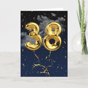 38e Anniversaire Gold Mylar Balloon et carte Confe