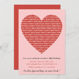 38e anniversaire invitation grands coeurs Rouge