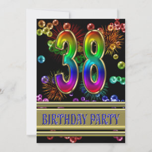 38e fête d'anniversaire Invitation avec bulles
