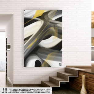 38x50" Trend Abstrakt Art Leinwand Schwarz-weiß Go