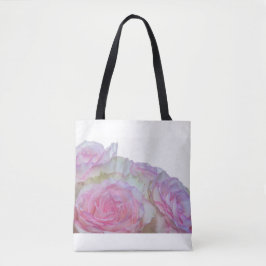 3998-Weiß und Rosa Rosen Tasche