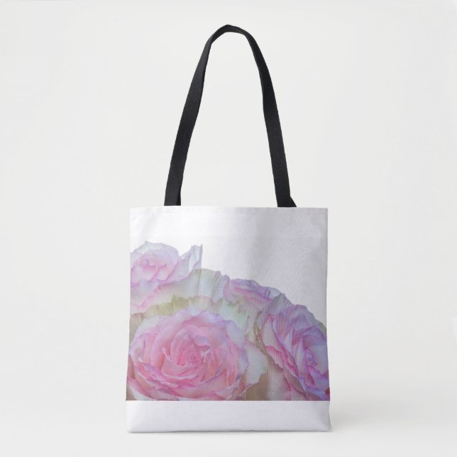 3998-Weiß und Rosa Rosen Tasche (Vorderseite)