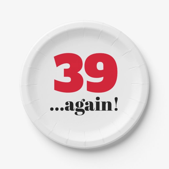 39 erneut Geburtstagsfeier Pappteller (Vorderseite)