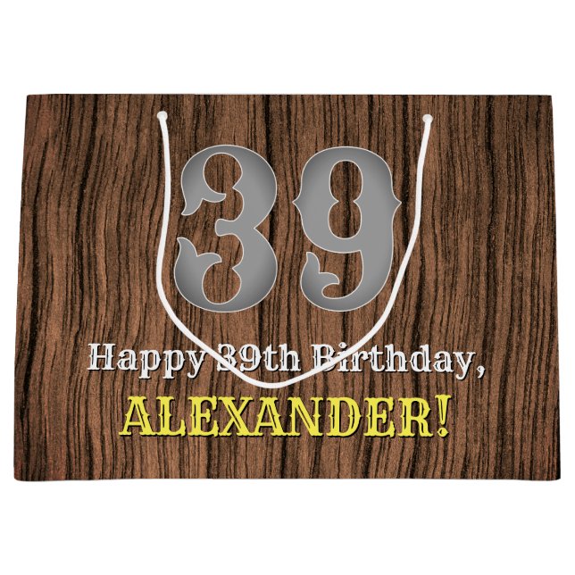 39. Geburtstag: Inspirierter Country Western Look, Große Geschenktüte (Vorderseite)