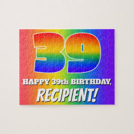39. Geburtstag — mehrfarbiges Regenbogenmuster "39