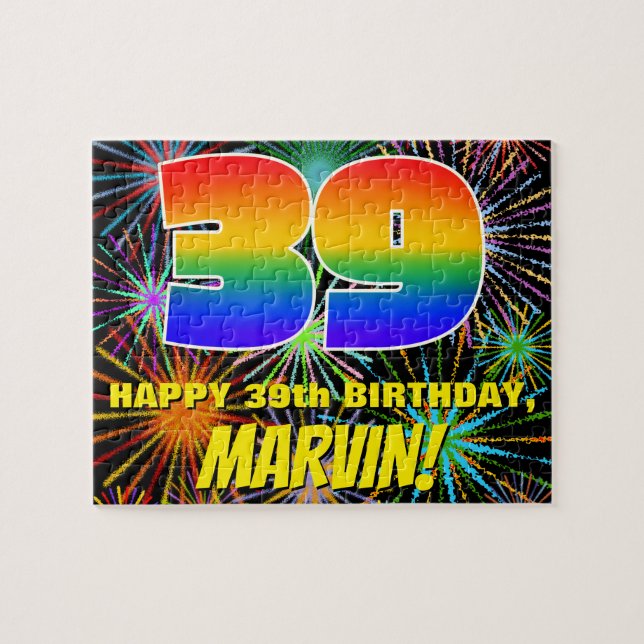 39. Geburtstag: Spaß, bunte feierliche Feuerwerke (Horizontal)