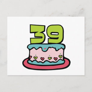 39-jähriger Geburtstagskuchen Postkarte