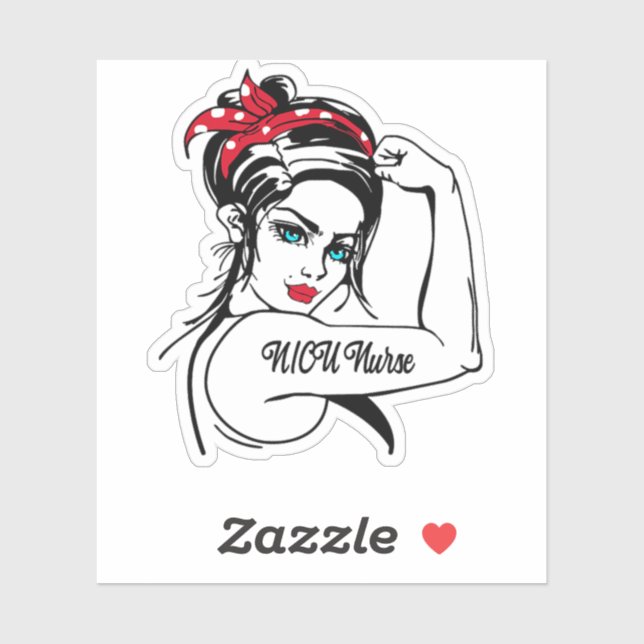 39.Nicu Nurse Nicu Nurse Rosie The Riveter Button  Aufkleber (Blatt)