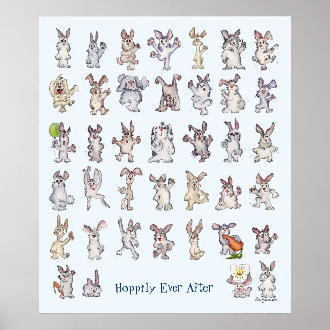 39 Niedliche Cartoon Kaninchen Dekor Kinderzimmer  Poster (Vorne)