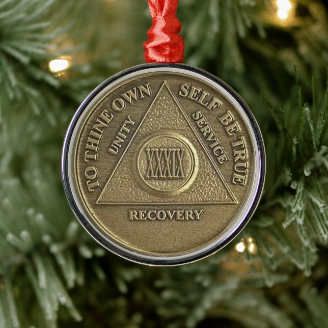 39 Year Sober Anniversary Medallion | Recovery Ornament Aus Metall (Baum)