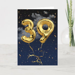 39e Anniversaire Gold Mylar Balloon et carte Confe