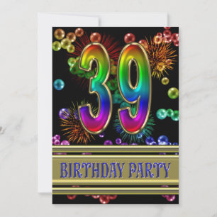 39e fête d'anniversaire Invitation avec bulles