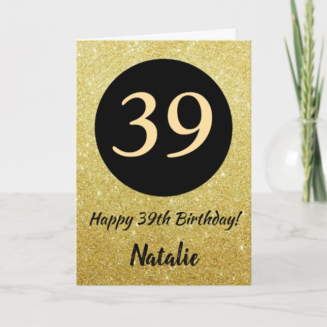 39e Joyeux Anniversaire Carte Parties scintillant  (Devant)