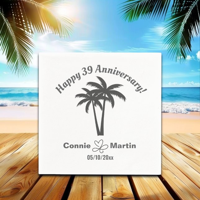39th Wedding Anniversary Palm Trees Serviette (Von Creator hochgeladen)