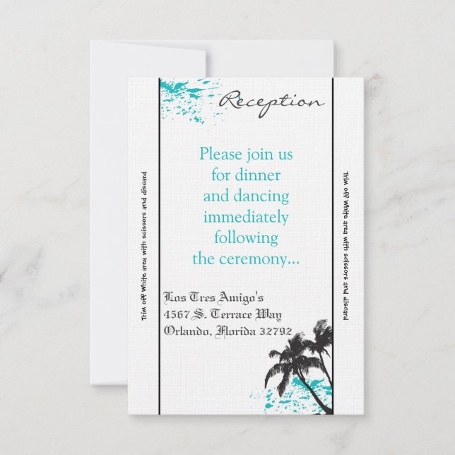 3.12x18 Empfang Card Beach Breeze Ocean Water Trop Einladung (Vorderseite)
