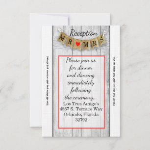 3.12x18 Empfang Card Burlap Mr. und Mrs. Banner Einladung