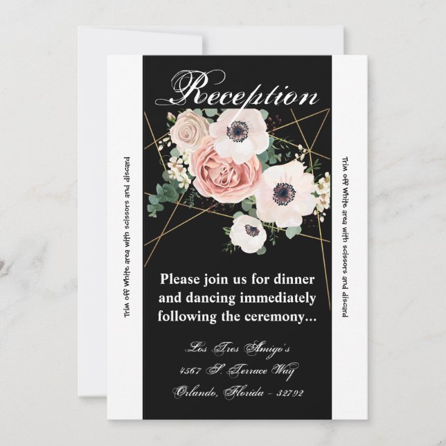 3.12x18 Empfang Card Geometric Garden Rose Black Einladung (Vorderseite)