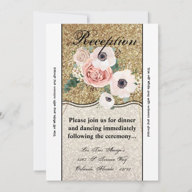 3.12x18 Empfang Card Geometrische Rose Gold Glitze Einladung (Vorderseite)