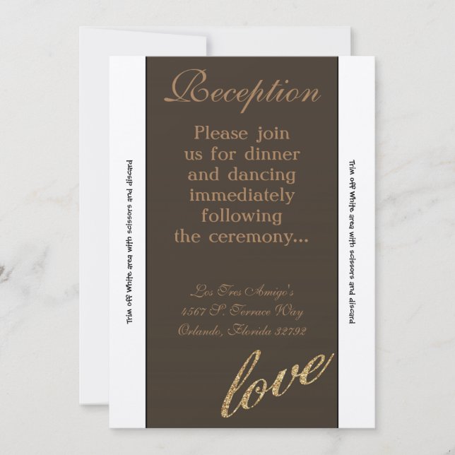 3.12x18 Empfang Card Gold Foil Glitzer Liebe Einladung (Vorderseite)