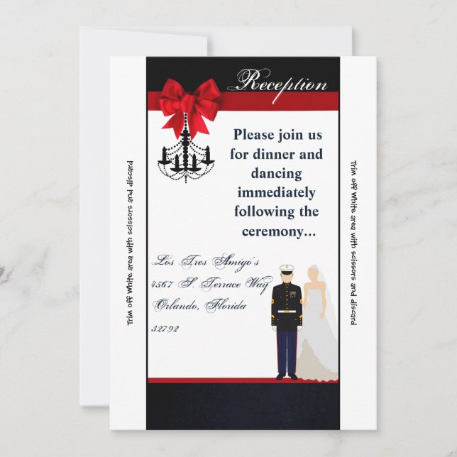 3.12x18 Empfang Card Marine Uniform Groom Bridge Einladung (Vorderseite)